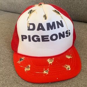 Damn Pigeons Red and White Adjustable Trucker Hat